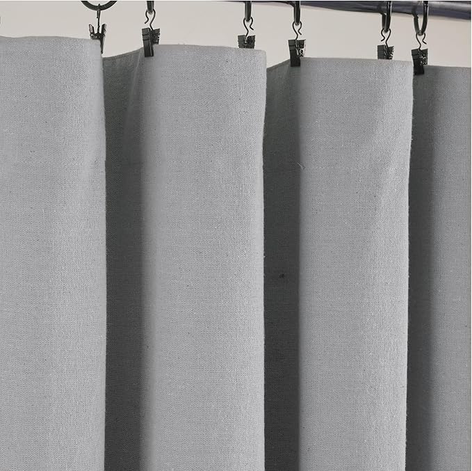 Lush Decor Linen Button Window Curtain Panel, Single, 40" W x 84" L, Dark Gray & White - Country Curtains - Rustic Decor - Color Block Modern Farmhouse Curtains For Living Room, Bedroom & Dining Room