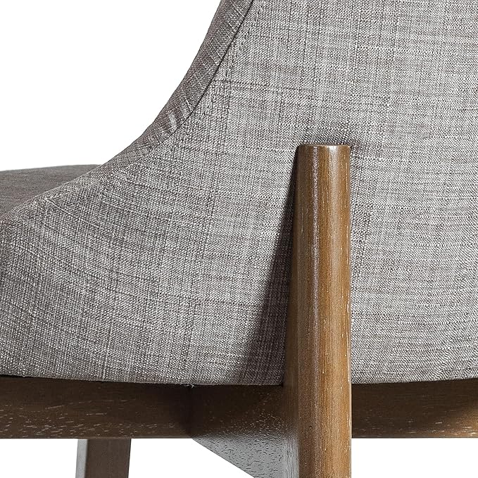 Casaphoria Set of 2 Dining Room Chairs, Mid Century Modern Accent Chairs with Cushioned Seat and Weathered Oak Wood Legs, Light Grey Fabric Dining Chairs for Kitchen, Bedroom, or Office Use