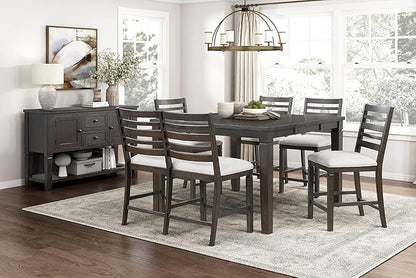 Dark Espresso Finish Counter Height Table with Removable Leaf, Classic Square Wooden Furniture for Kitchen Islands