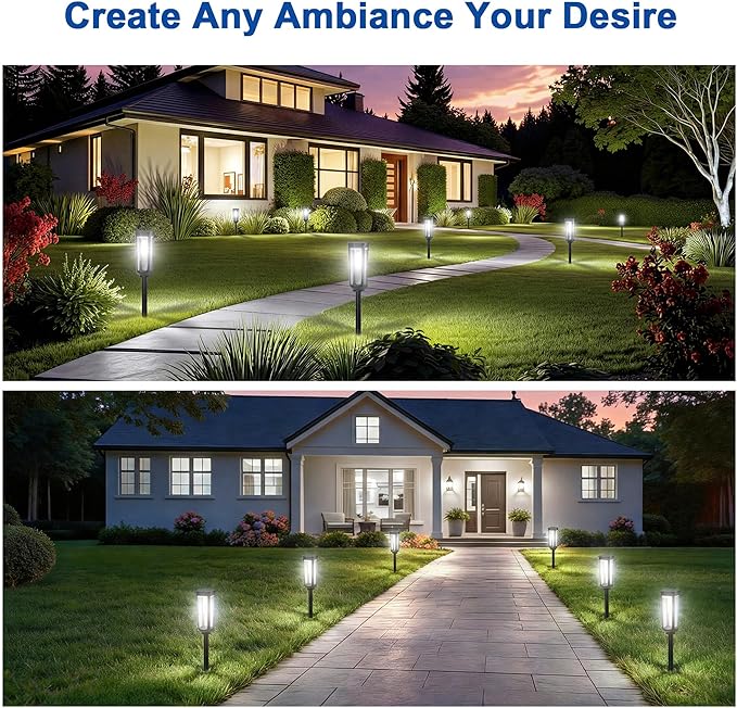 Solar Pathway Lights Outdoor,6 Pack Cool Garden Lights Solar Powered Waterproof IP65,Auto On/Off Outdoor Light for Lawn Patio Walkway Driveway Decor Landscape Lighting