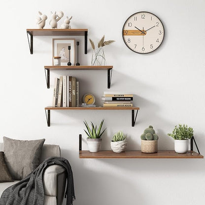 Fun Memories 20 Inch Floating Shelves, Deep Wall Shelves for Kitchen, 20 x 10 Floating Shelf for Living Room, Bedroom, Farmhouse Floating Shelves for Home Decor Storage, Walnut, Set of 2