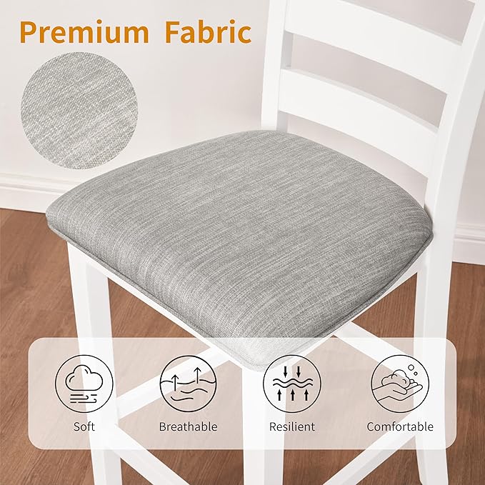 Bar Table Set with Charging Station & 3-Tier Storage, Space-Saving Dining Table Set for 2 with Upholstered Chairs, Small Kitchen Island for Apartment (30 Inch+Off White)