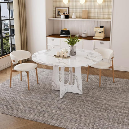 47" Farmhouse Dining Table, Kitchen Table with Stable Structure, Dinner Tables with Simple Assembly for Home Gatherings & Daily Dining, White