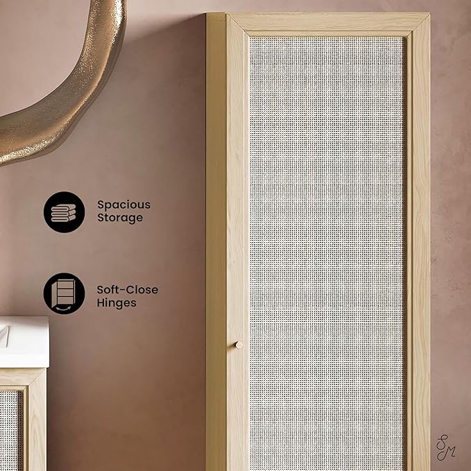 Classe 15.5 x 15 x 60 Freestanding Linen Cabinet in Natural Oak