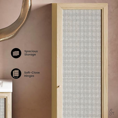 Classe 15.5 x 15 x 60 Freestanding Linen Cabinet in Natural Oak