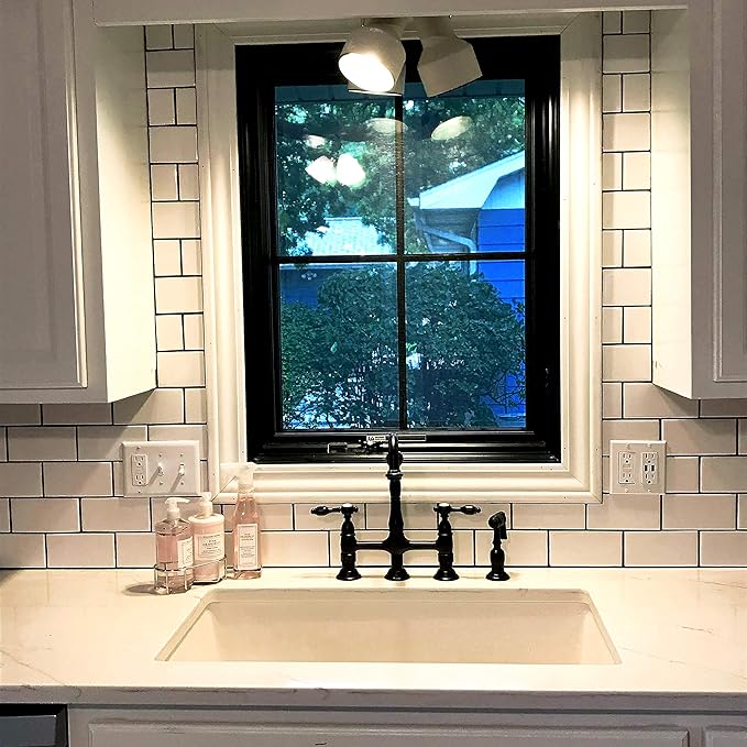 Kingston Brass KS1275TALBS Tudor 8 Inch Center Kitchen Faucet With Brass Sprayer, Oil Rubbed Bronze, 8-3/4 inch in Spout Reach, Oil Rubbed Bronze
