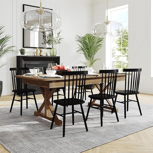 Flash Furniture Hercules Folding Farmhouse Dining Room Table with X Legs, Commercial Grade Rectangular Solid Pine Farm Table for 8, 7' x 40", Antique Rustic