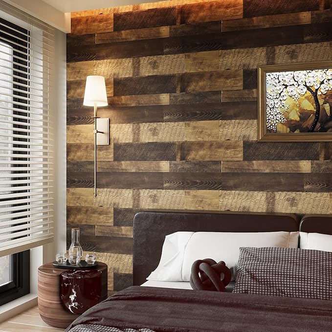LACHEERY Thick Butcher Block Contact Paper for Countertops Waterproof Brown Wood Contact Paper Peel and Stick Countertops Shiplap Peel and Stick Wood Wallpaper Removable for Cabinets Wall 15.8"x80"