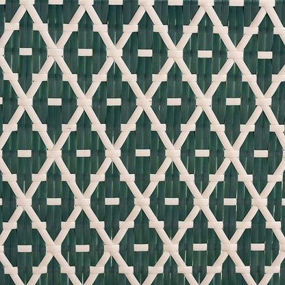 Bali & pari Mattie Rattan Bistro Counter Stool - Handwoven Accent Seating with Backrest for Kitchen Island or Indoor/Outdoor Lounge, Dark Teal Green & White