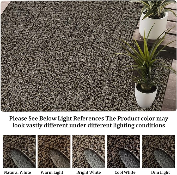 Printed Washable Rugs 10x13 Area Rug for Living Room Modern Bedroom Rug Print Braided Soft Large Area Rug Non Slip Throw Rugs Stain Resistant Carpet for Nursery Dining Room 10'x13' Black/Brown