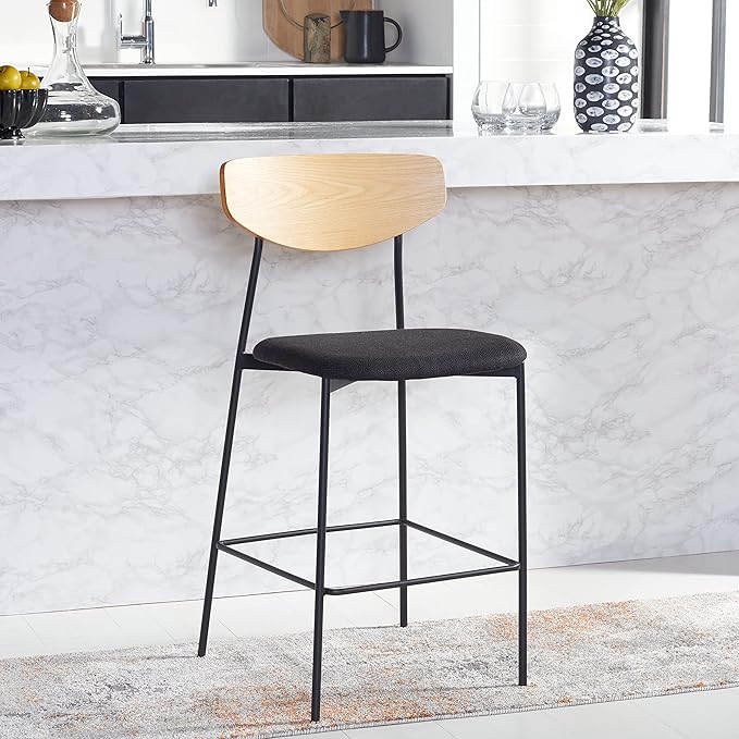 SAFAVIEH Home Collection Ryker Oak/Black 26-inch Counter Stool (Fully Assembled)