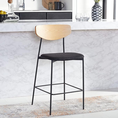 SAFAVIEH Home Collection Ryker Oak/Black 26-inch Counter Stool (Fully Assembled)