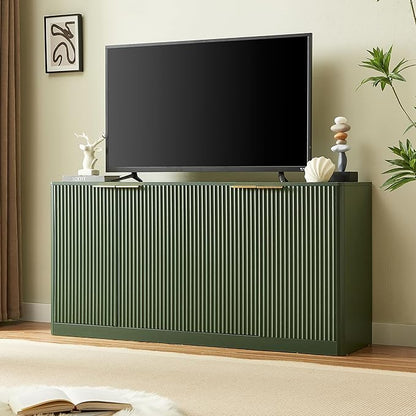 Ball & Cast 59" Fluted Buffet Cabinet Sideboard with Storage, Large Accent Cabinet with 6 Doors,Wood Mid Century Modern Sideboard for Living Room and Kitchen (59" W*27.7" H*15.7" D),Green