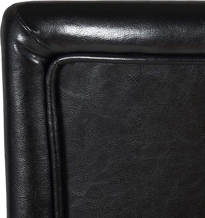 HomePop Home Decor Classic Counter Height Bar Stool, Set of 1, Faux Leather Upholstered 24 Inch Bar Stool, Decorative Home Furniture, Black