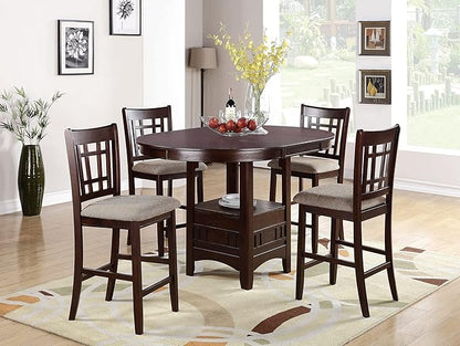 Set of 2 Brown Counter Height Chairs for Dining Room, Kitchen Island, Bar - Upholstered Cushioned Chairs with Unique Back Support