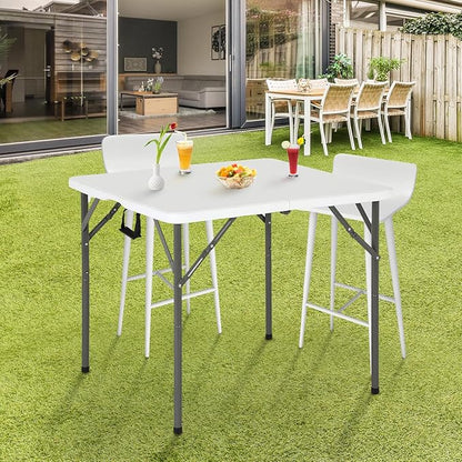 FDW 34" Folding Card Table Plastic, Portable Square Height, Perfect for Party and Parties Backyard Events, White