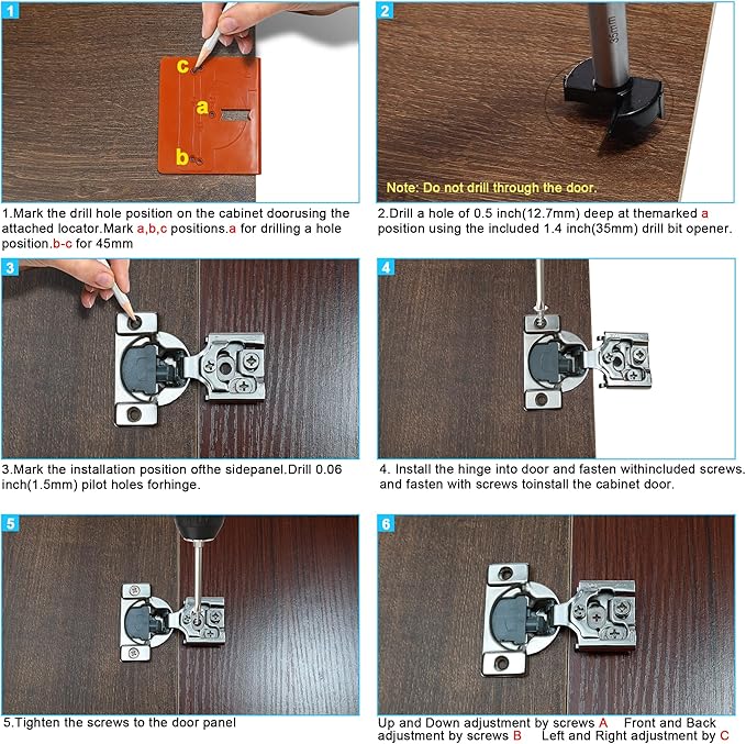 1 Inch Overlay Soft Close Cabinet Hinges, 6 Pack Slow Soft Close Hinges for Kitchen Cabinets Satin Nickel Hidden Self Closing Kitchen Cabinet Hinges for Cupboard