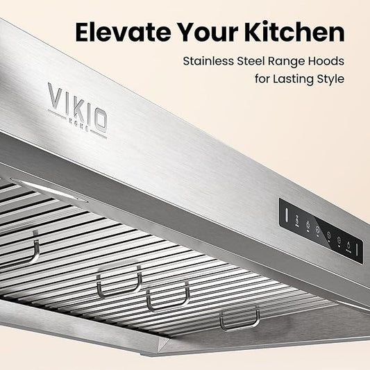VIKIO HOME Range hood 36 inch,Stove Hood with Dual Motor 900 CFM,Vent Hood with 1.5 Sones Whisper-Quiet,Kitchen Exhaust Range Hood for Large Kitchen,GU10 LED Lights & Full-Sealed Cavity