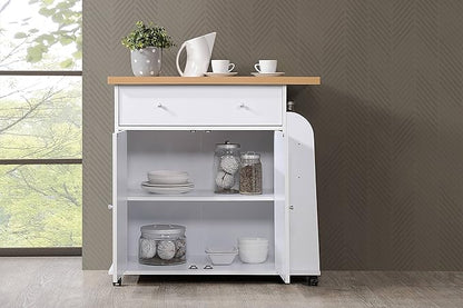 Hodedah Import Kitchen Island with Spice Rack and Towel Rack, White,