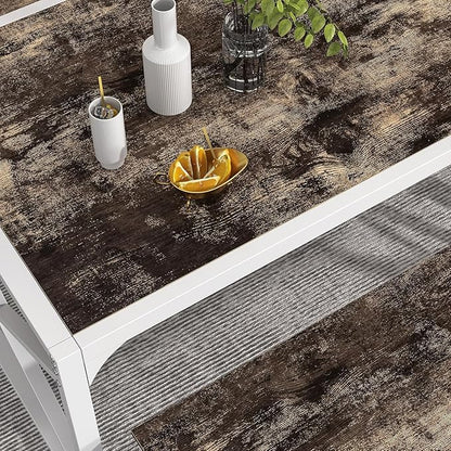 VECELO Kitchen Dining Table Benches Set for 4/6, 55" Wooden Dinette with 2 Benches, Large Embedded Desktop for Small Space, Breakfast Nook, Dark Brown