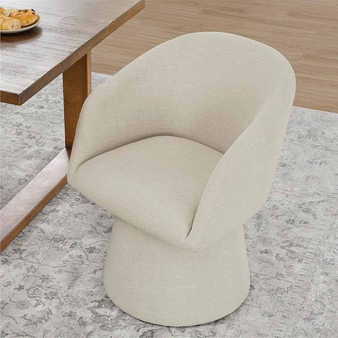 KISLOT Swivel Dining Chairs Modern Accent Armchair Side Deskchair for Diningroom Vanity Bedroom Livingroom Reading Room,Linen,1 Box