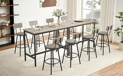 Pub High Dining Table Set 5 PCS Industrial Style Pub Table Set with 4 PU Leather Bar Chairs for Kitchen Breakfast Table Living Room Bar(Grey)
