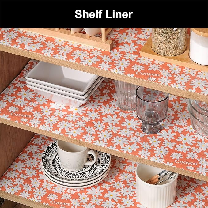 Cooyes Shelf Liner – Premium Non-Adhesive Cabinet & Drawer Liner for Kitchen – Waterproof Shelf Paper with Modern Pattern – Durable EVA Cabinet Mat – Easy to Cut （24" W x 120" L）