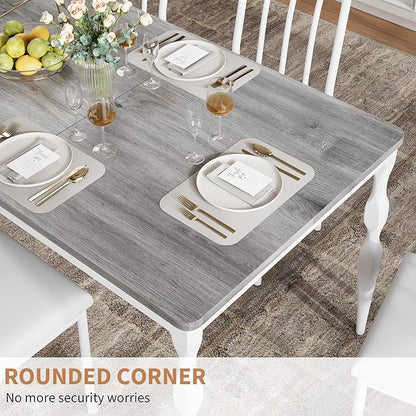 78" Modern Dining Table with Heavy-Duty Metal Legs, Farmhouse Kitchen Table for 6-8 Family, Gray Wood Top with Spindle Design for Dining Room, Home Office, Apartment