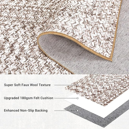 Printed Runner Rugs for Hallway 2x8 Rug Kitchen Rugs Non Slip Washable Modern Rug Soft Hallway Runner Contemporary Low Pile Area Rug for Living Room Bedroom Decor Nursery Rug, Beige/Grey