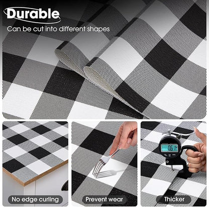 Drawer and Shelf Liner, Non-Slip Kitchen Cabinet Liners Non-Adhesive Thick Strong Grip Waterproof Washable Mats Protect Dresser Shelves Cupboard Bathroom Cabinets, Buffalo Plaid, 12 in X 30 FT