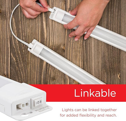 UltraPro 12 inch Plug-in Linkable Under Cabinet Lights, High/Low/Off, Warm White Light (2700K), LED Under Cabinet Lighting, Under Counter Lights for Kitchen, 44105