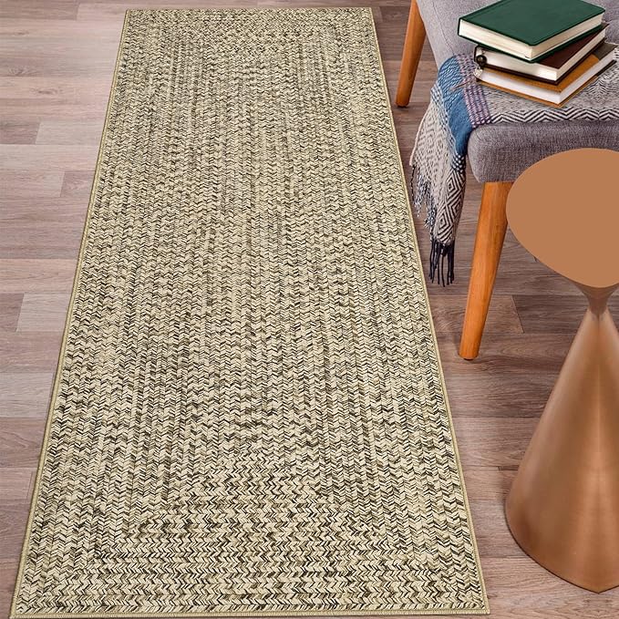 Printed Runner Rugs for Hallway 2x10 Washable Kitchen Rug Non Slip Modern Rug Farmhouse Soft Hallway Runner Contemporary Low Pile Rugs for Living Room Bedroom Decor Nursery, Beige/Grey