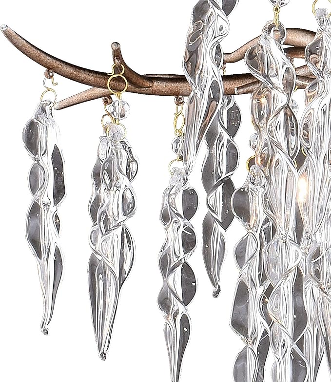 VAXCEL Rainier 5 Light Silver Linear Crystal Waterfall Chandelier, Kitchen Island Pendant Fixture, Silver Mist Finish, Dimmable Ceiling Mounted Lighting