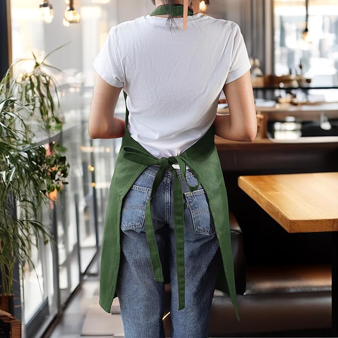 100% Cotton Kitchen Apron with 2 Pockets – Adjustable Chef Apron for Cooking Baking BBQ – Unisex Apron