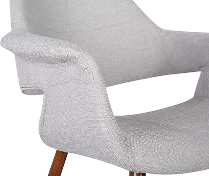 Armen Living Phoebe Mid Century Modern Accent Chair for Dining Table Kitchen Desk Vanity in Gray Fabric and Walnut Wood Finish