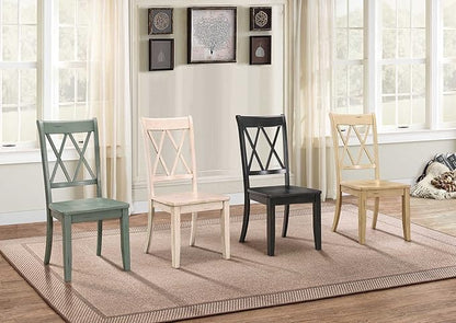 Lexicon Janina Dining Room Chairs Set of 2, Modern Farmhouse Dining Chairs Set of 2, Solid Wood, X Cross Back, for Traditional Modern Ranch Style Kitchen, Armless, Easy Assembly, Buttermilk