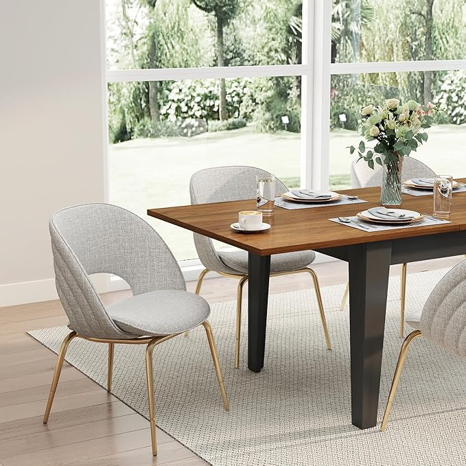 ODC 71" to 106" Extendable Dining Table, Expandable Large Kitchen Table Seats 6-10 People, Space-Saving Woodgrain Dining Room Table & Home Office Conference Desk, Walnut and Black