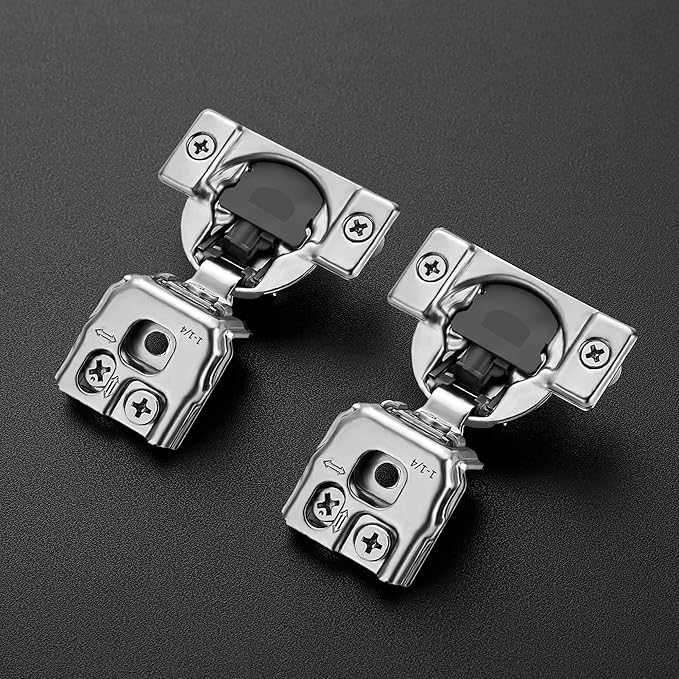 Ravinte 50 Pack 1-1/4 inch Overlay Cabinet Hinges - Soft Close, Hidden Door, Stainless Steel, Adjustable, Satin Nickel