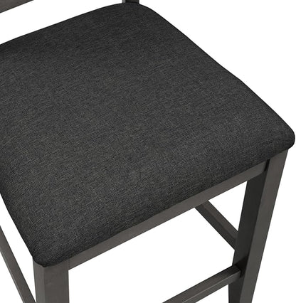 VilroCaz Farmhouse 5-Piece Dining Set, Compact Bar Pub Table With 3-Tier Shelf, Wooden Counter Height Table for 4, Perfect for Small Kitchen Dining Room (Gray-4 Chairs)