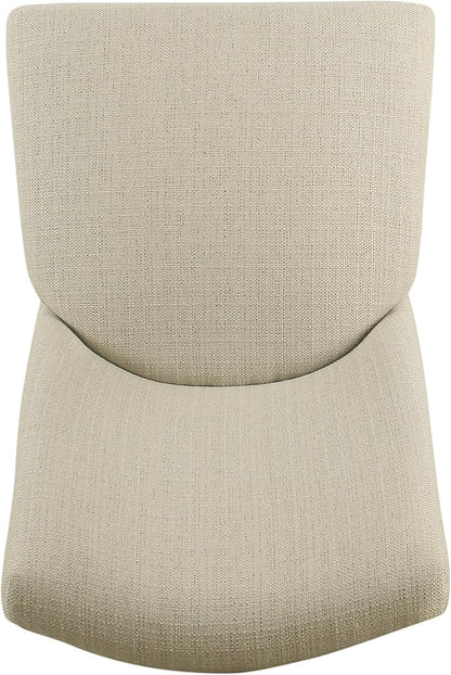 Homepop Home Decor | Upholstered Modern Curved Back Dining Chair | Single Dining Chair | Decorative Home Furniture, Linen Cream (Single Pack)