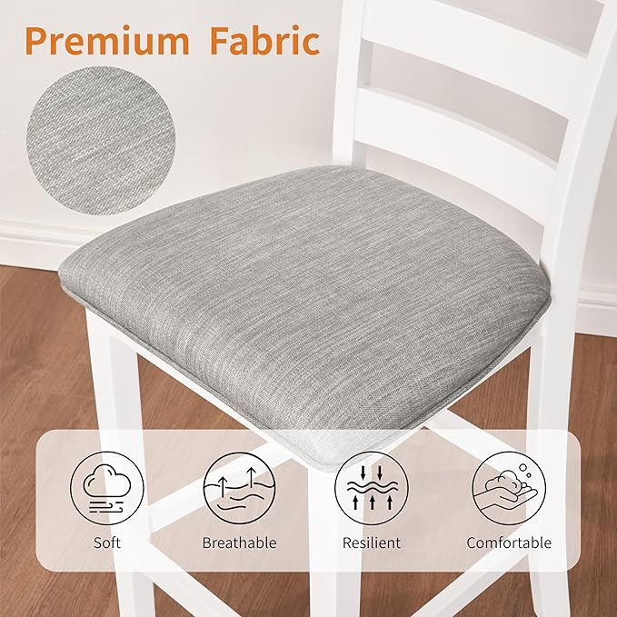 Bar Table Set with Charging Station & 3-Tier Storage, Space-Saving Dining Table Set for 2 with Upholstered Chairs, Small Kitchen Island for Apartment (36 Inch+Off White)