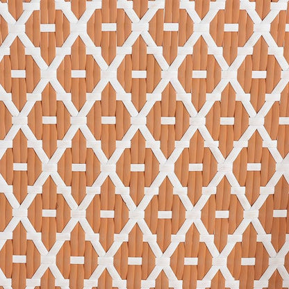 Bali & pari Mattie Rattan Bistro Chair - Handwoven Cafe-Style Dining Chair with Curved Arms for Kitchen Island or Indoor/Outdoor Lounge, Honey Natural & White