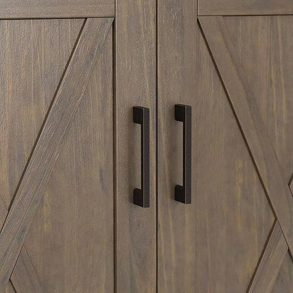SIMPLIHOME Ela Storage Cabinet - 32 inch Wide Solid Wood 2-Shelf Low Storage Cabinet in Smoky Brown, Transitional Accent Cabinet for Entryway or Living Room with Shaker Style Doors and Shelves