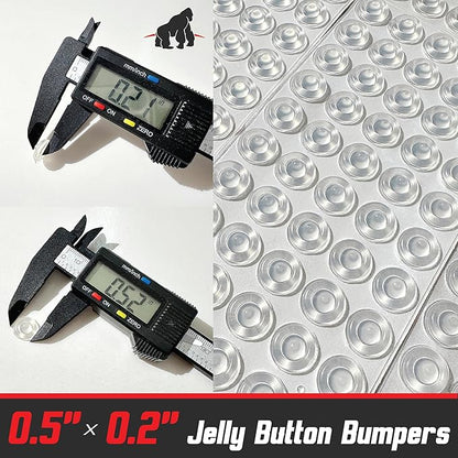 Cabinet and Drawer Soft Close Bumpers - Jelly Button Sound Dampening Self Adhesive Rubber Bumper - Clear, Transparent - Round 1/2" Diameter - 200pcs
