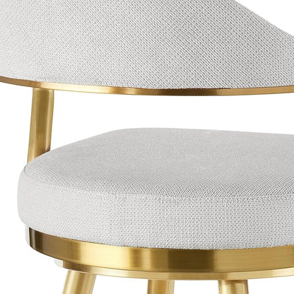 Armen Living Justin Modern Farmhouse 30" Seat Height Swivel Bar Stool with Silver Fabric and Gold Brushed Stainless Steel Legs for Kitchen Island Counter