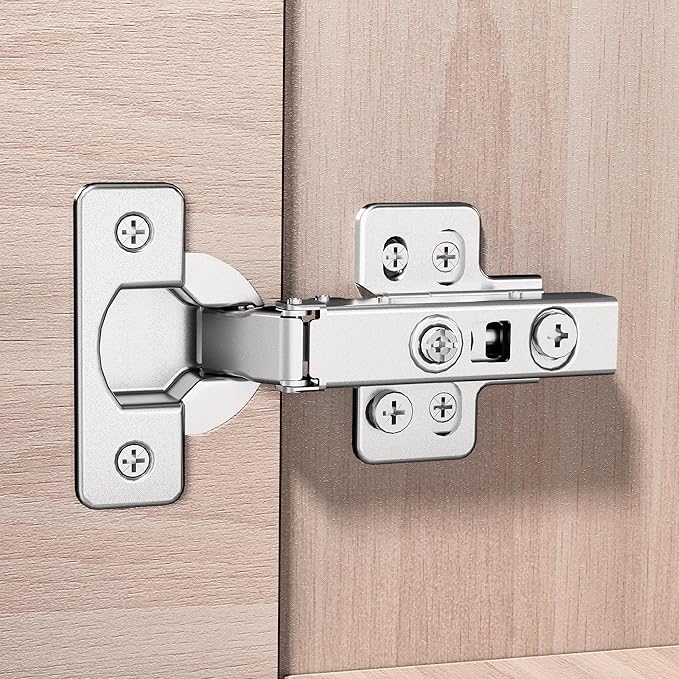 2 Pack Precision-Engineered Full Overlay Soft Close Cabinet Hinges, Frameless European Kitchen Cabinet Hinges 35mm Cup Clip-On 3D Adjustment Concealed Cabinet Door Hinges Nickel Plated Finish
