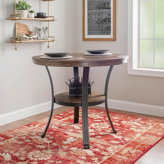 Powell Franklin Dark Wood with Metal Accent Counter Height Dining Table