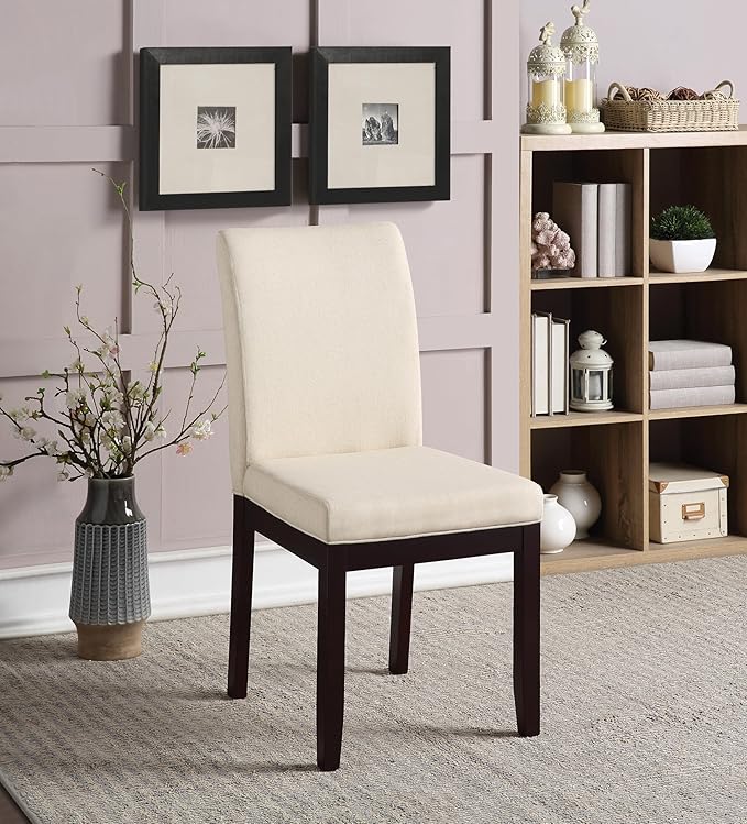 OSP Home Furnishings Dakota Upholstered Parsons Dining Chair with Espresso Finish Wood Legs, Linen