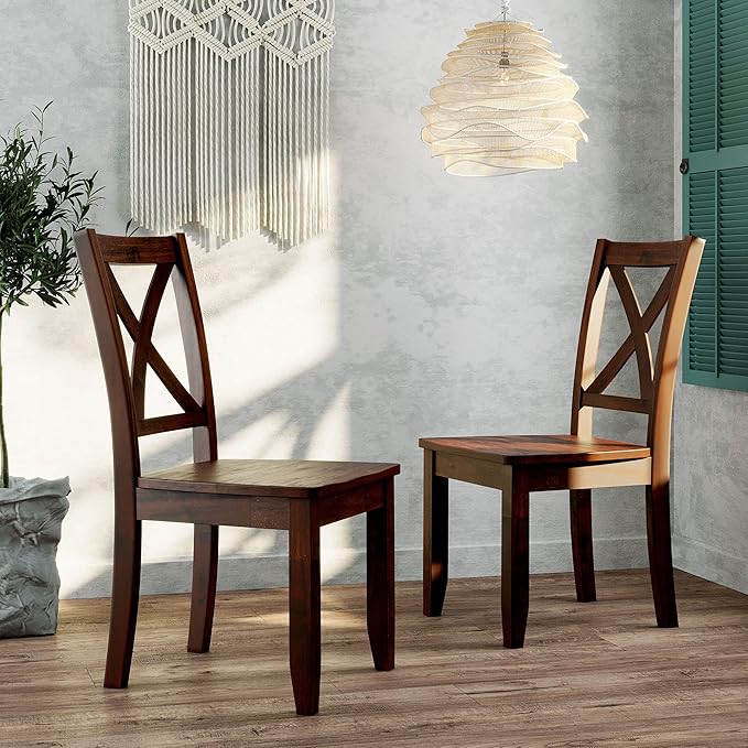 Rustic Style 3-Piece Wood Dining Table Set with Extendable Drop Leaf Table and 2 X-Back Chairs,for Small Places Restaurant Kitchen Furniture
