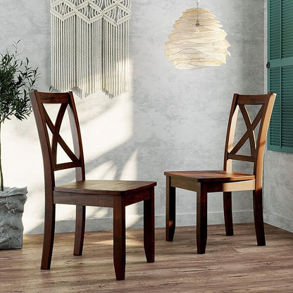 3-Piece Farmhouse Dining Table Set, Wood Drop Leaf Breakfast Nook Dining Table Set with 2 X-Back Chairs for Small Places
